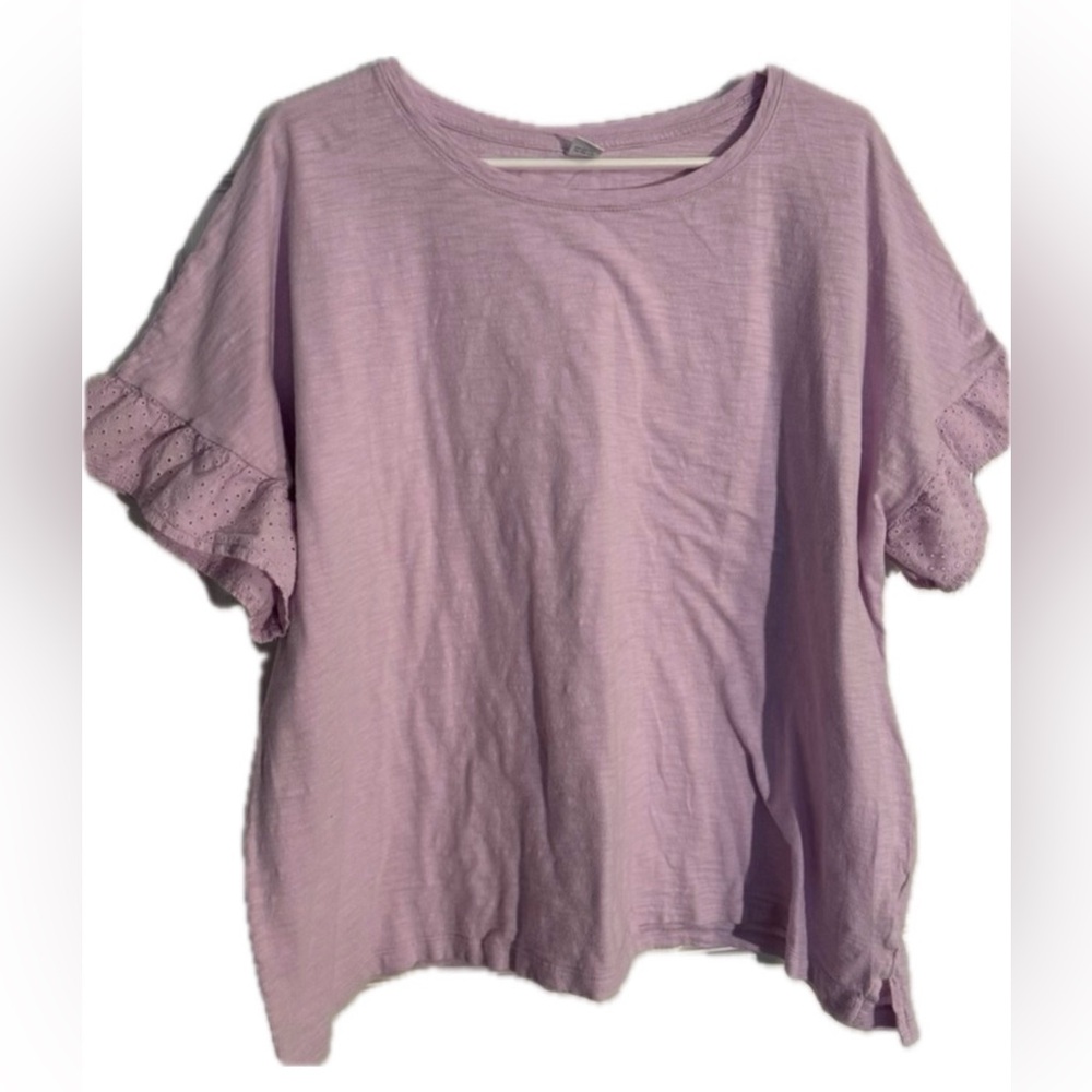 Old Navy Lavender Top Eyelet Ruffle Short Sleeves XXL Slub-knit